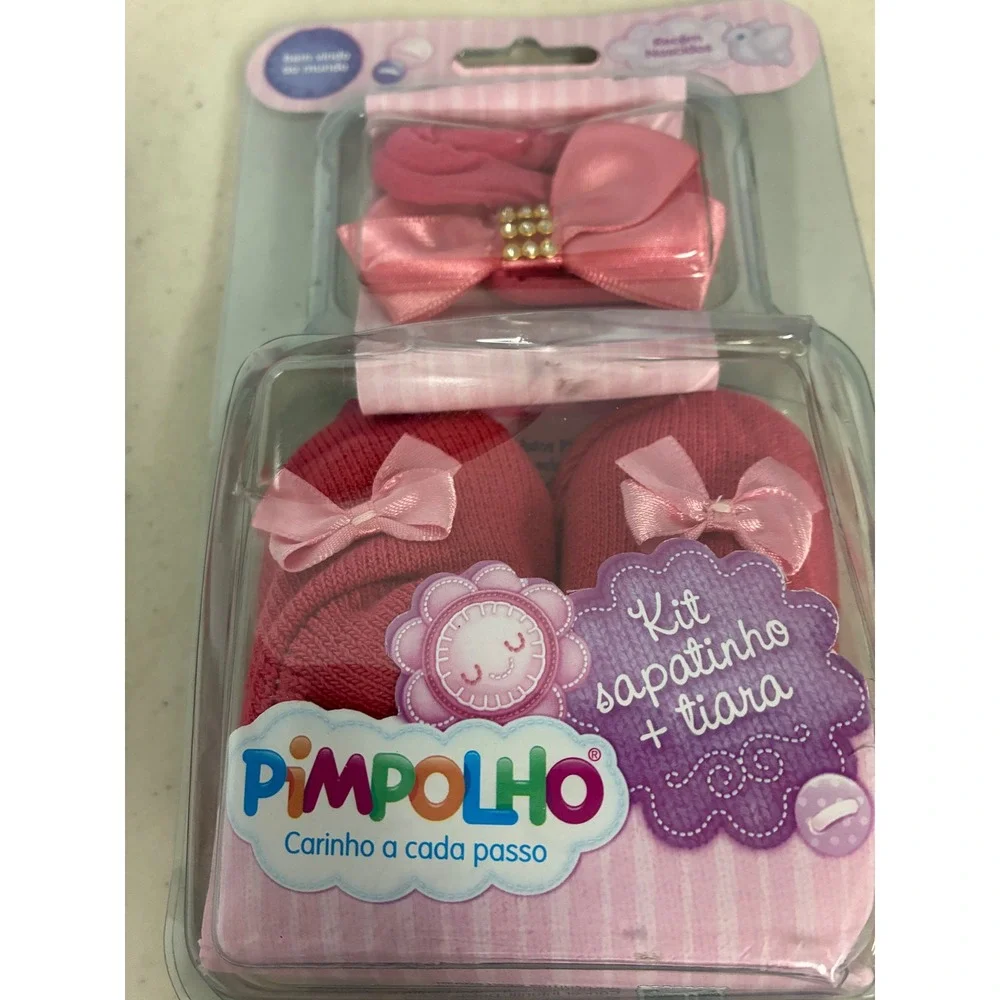 Pimpolho Pink Newborn Baby Booties and Headband Gift Set with Rhinestone‎ Bows